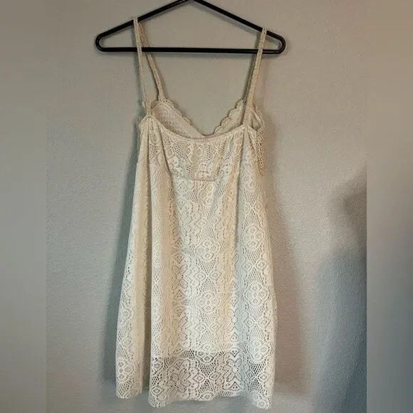 Cotton blend Lace Tiered Dress crochet babydoll style S whimsy spring flirty - Picture 4 of 4